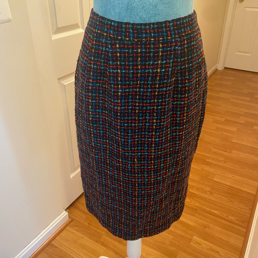 80s/90s Vintage Requirements Rainbow Knit Pencil Skirt